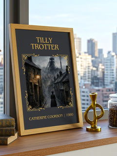 Tilly Trotter Classic Book Art Print by Catherine Cookson – framed print on a city-view windowsill