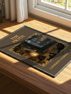 The Moth Classic Book Art Print by Catherine Cookson – print on a sunlit desk