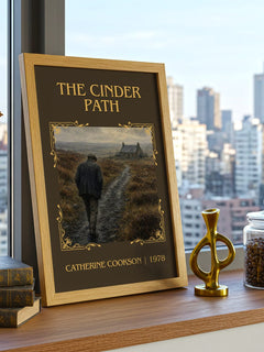 The Cinder Path Classic Book Art Print by Catherine Cookson – framed print on a city-view windowsill