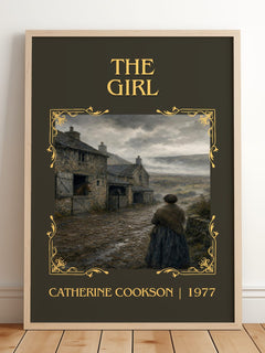 The Girl Classic Book Art Print by Catherine Cookson – framed print leaning on a wooden floor