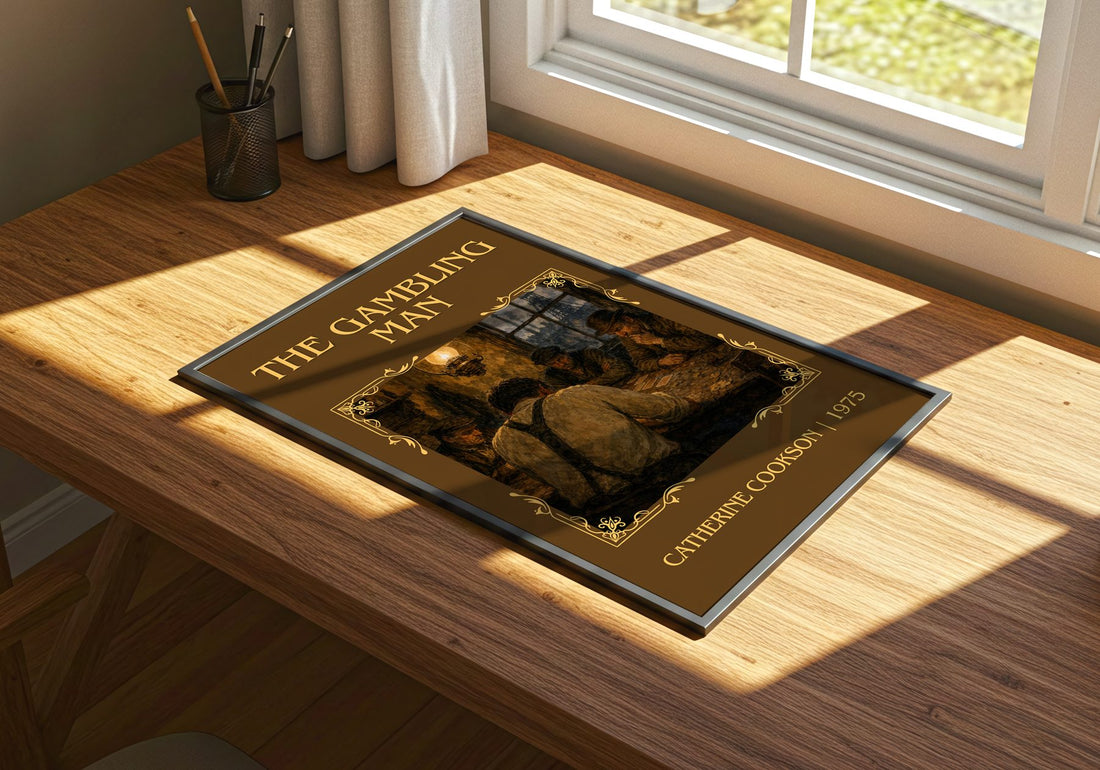 The Gambling Man Classic Book Art Print by Catherine Cookson – print on a sunlit desk