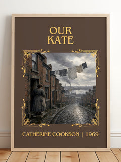 Our Kate Classic Book Art Print by Catherine Cookson – framed print leaning on a wooden floor