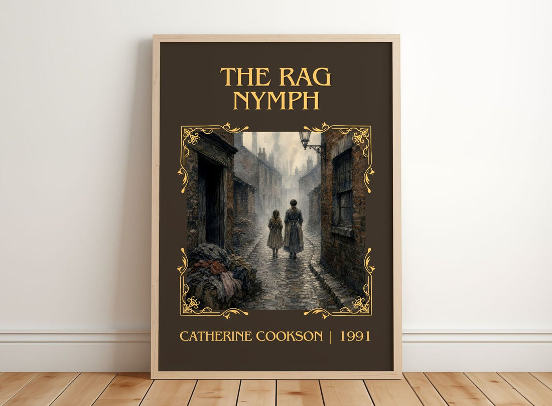 The Rag Nymph Classic Book Art Print by Catherine Cookson – framed print leaning on a wooden floor