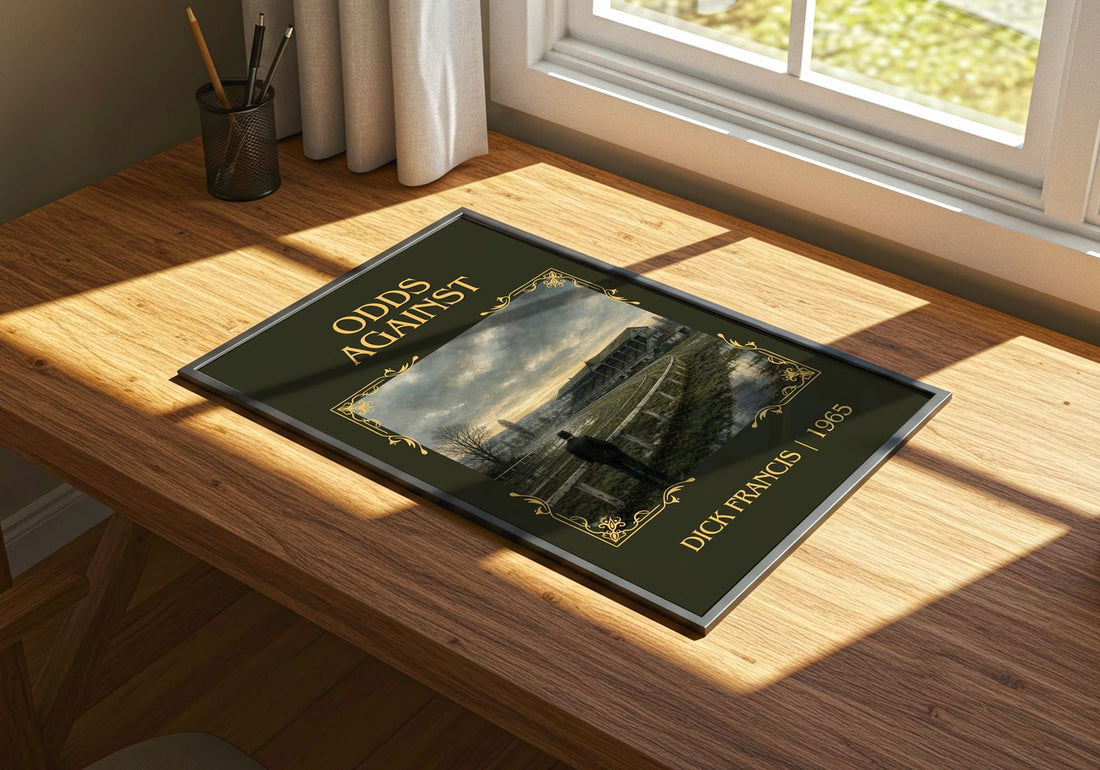 Odds Against Classic Book Art Print by Dick Francis – print on a sunlit desk