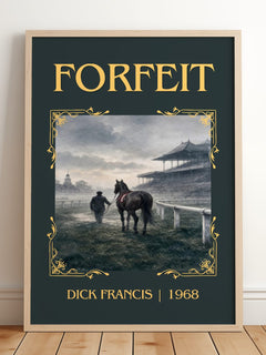 Forfeit Classic Book Art Print by Dick Francis – framed print leaning on a wooden floor