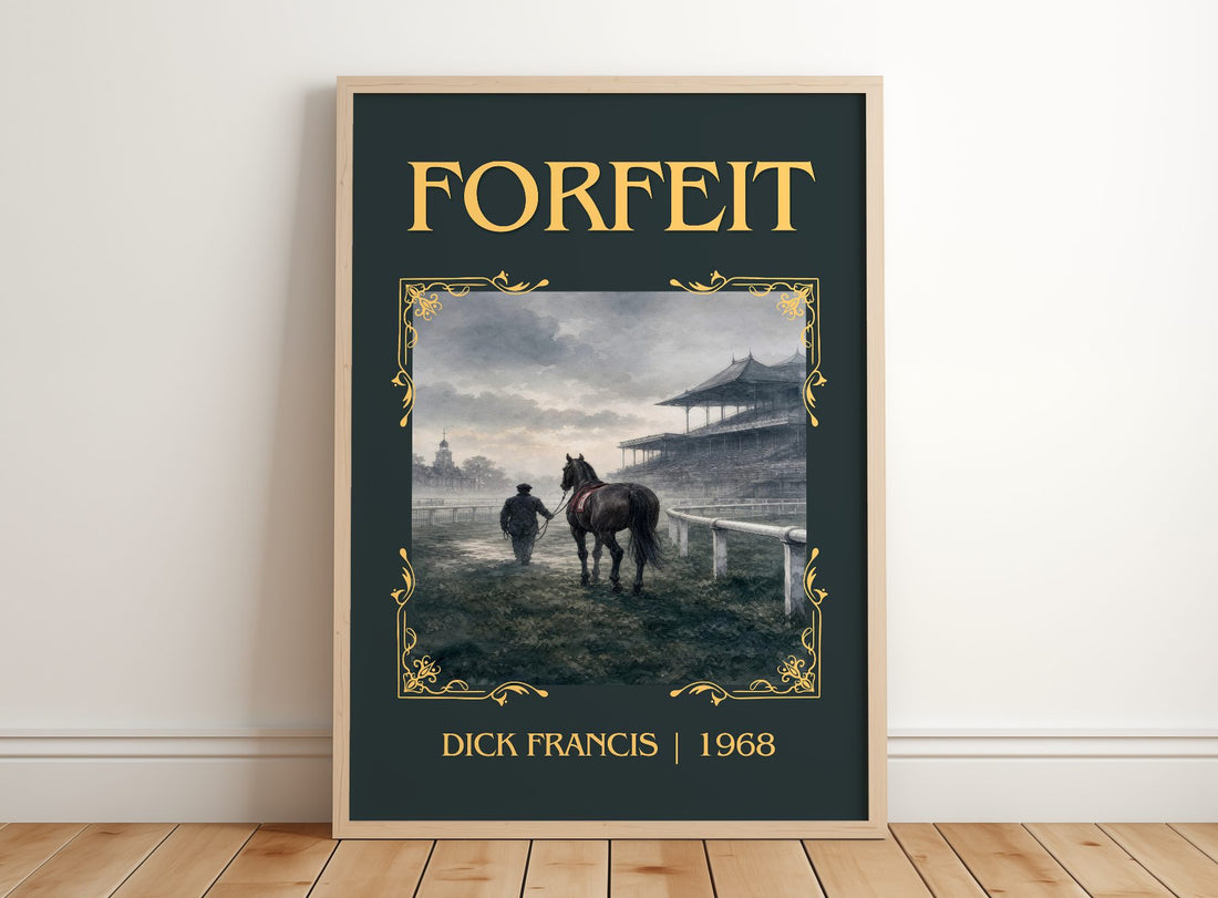Forfeit Classic Book Art Print by Dick Francis – framed print leaning on a wooden floor