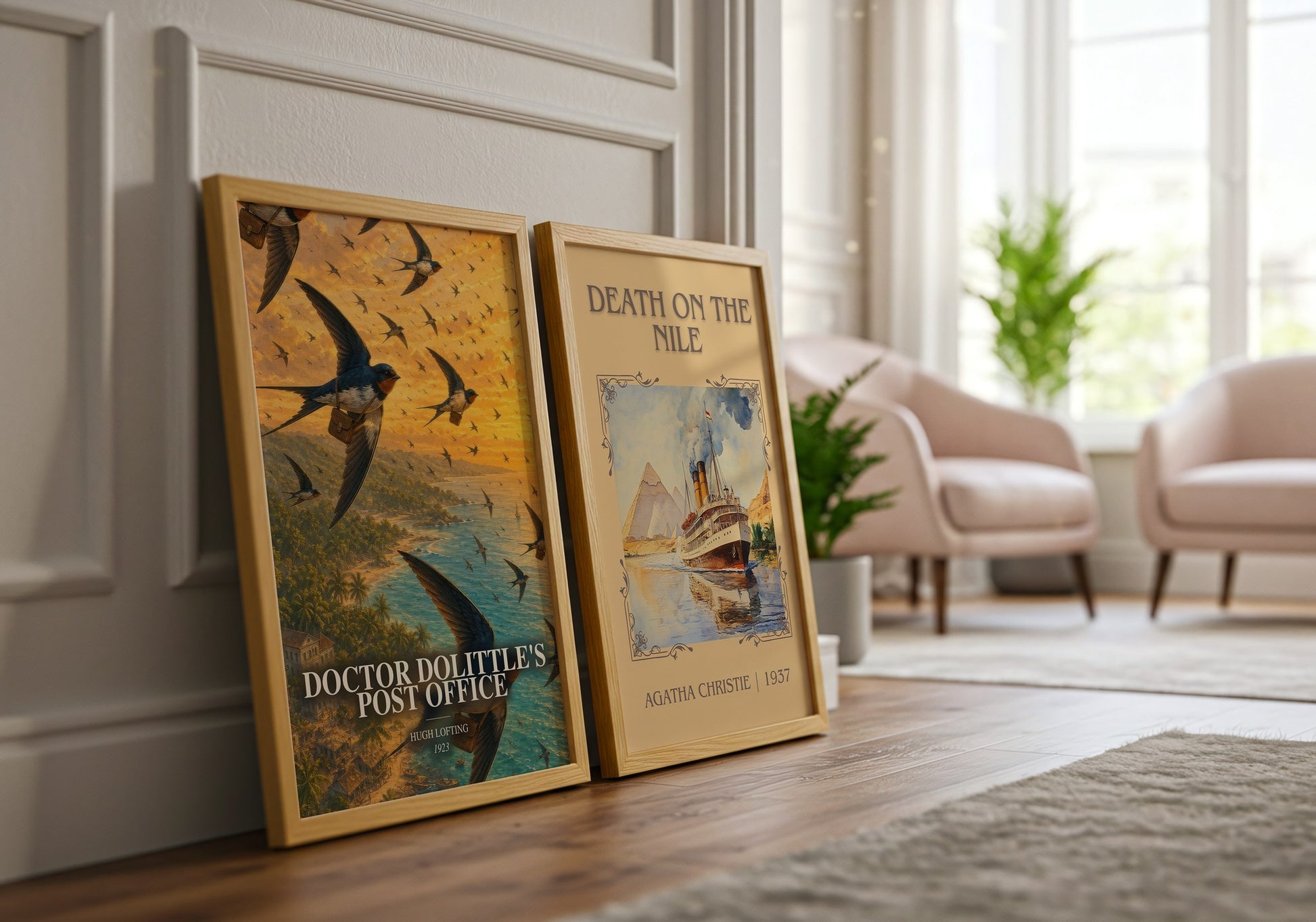 Doctor Dolittle'S Post Office watercolour print framed by window – literary home decor