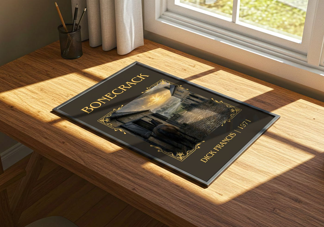 Bonecrack Classic Book Art Print by Dick Francis – print on a sunlit desk