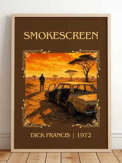Smokescreen Classic Book Art Print by Dick Francis – framed print leaning on a wooden floor