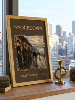 Knockdown Classic Book Art Print by Dick Francis – framed print on a city-view windowsill