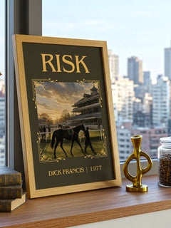 Risk Classic Book Art Print by Dick Francis – framed print on a city-view windowsill