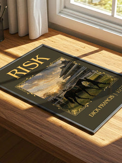 Risk Classic Book Art Print by Dick Francis – print on a sunlit desk