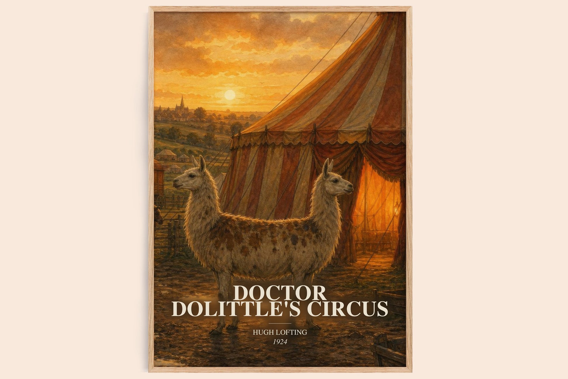 Doctor Dolittle'S Circus watercolour book poster by Hugh Lofting – framed literary art print