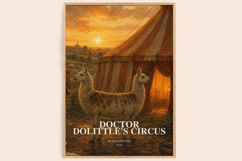 Doctor Dolittle'S Circus watercolour book poster by Hugh Lofting – framed literary art print