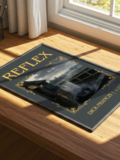 Reflex Classic Book Art Print by Dick Francis – print on a sunlit desk