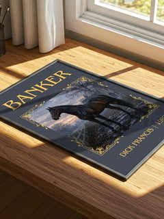 Banker Classic Book Art Print by Dick Francis – print on a sunlit desk