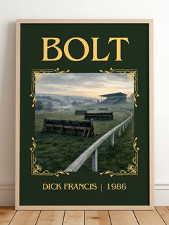 Bolt Classic Book Art Print by Dick Francis – framed print leaning on a wooden floor