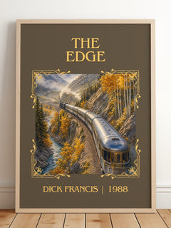 The Edge Classic Book Art Print by Dick Francis – framed print leaning on a wooden floor