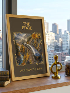 The Edge Classic Book Art Print by Dick Francis – framed print on a city-view windowsill