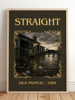 Straight Classic Book Art Print by Dick Francis – framed print leaning on a wooden floor