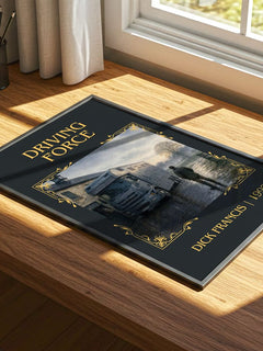 Driving Force Classic Book Art Print by Dick Francis – print on a sunlit desk