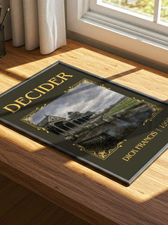 Decider Classic Book Art Print by Dick Francis – print on a sunlit desk