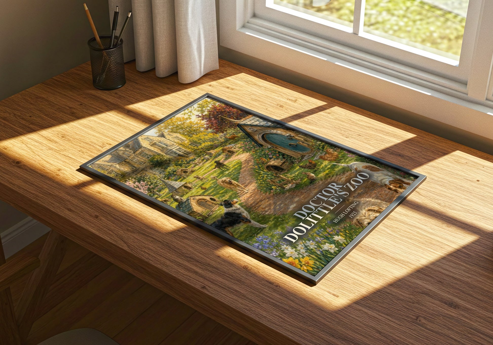Doctor Dolittle'S Zoo watercolour book poster framed on wall – childrens wall art