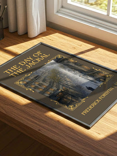 The Day of the Jackal Classic Book Art Print by Frederick Forsyth – print on a sunlit desk