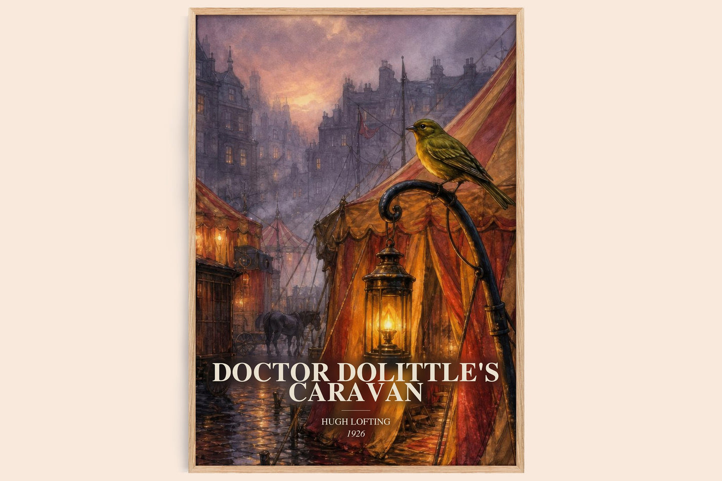 Doctor Dolittle'S Caravan watercolour book poster by Hugh Lofting – framed literary art print