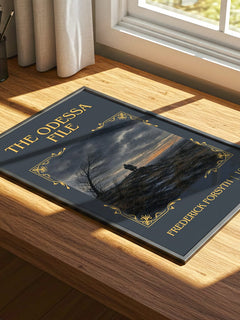 The Odessa File Classic Book Art Print by Frederick Forsyth – print on a sunlit desk