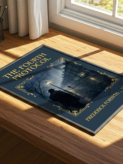 The Fourth Protocol Classic Book Art Print by Frederick Forsyth – print on a sunlit desk
