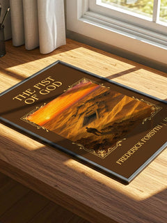The Fist of God Classic Book Art Print by Frederick Forsyth – print on a sunlit desk