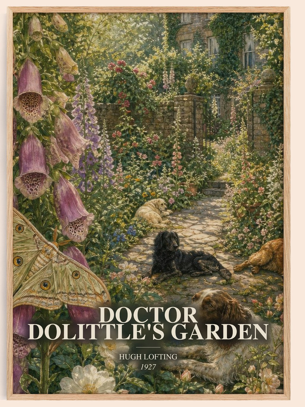 Doctor Dolittle'S Garden watercolour book poster by Hugh Lofting – framed literary art print