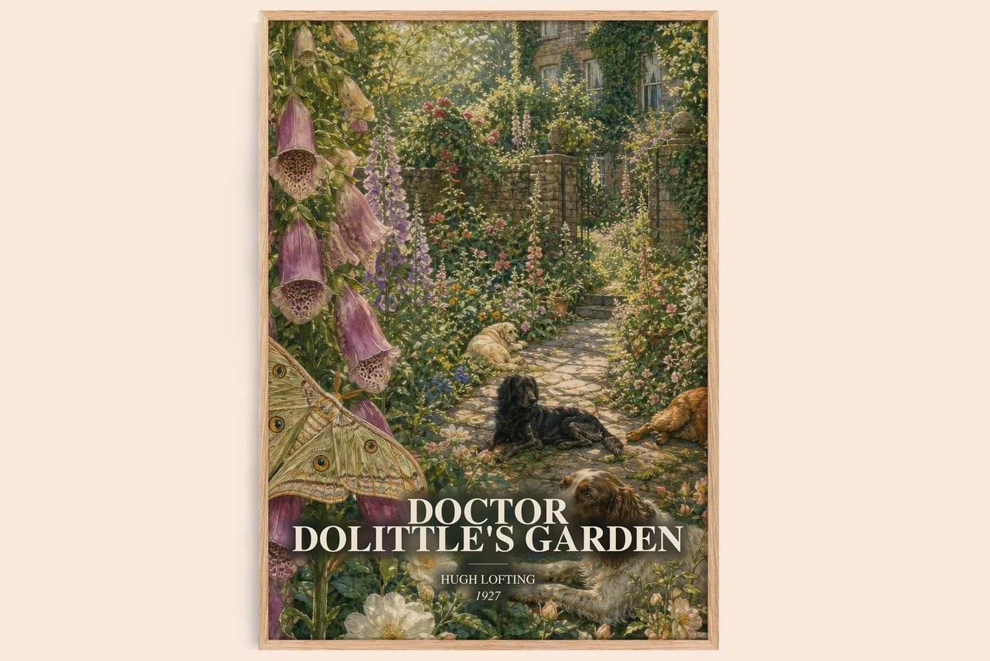 Doctor Dolittle'S Garden watercolour book poster by Hugh Lofting – framed literary art print