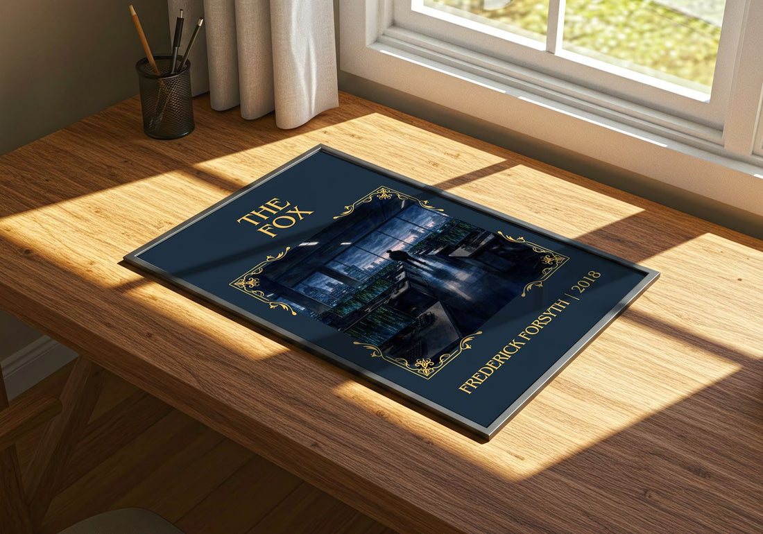 The Fox Classic Book Art Print by Frederick Forsyth – print on a sunlit desk