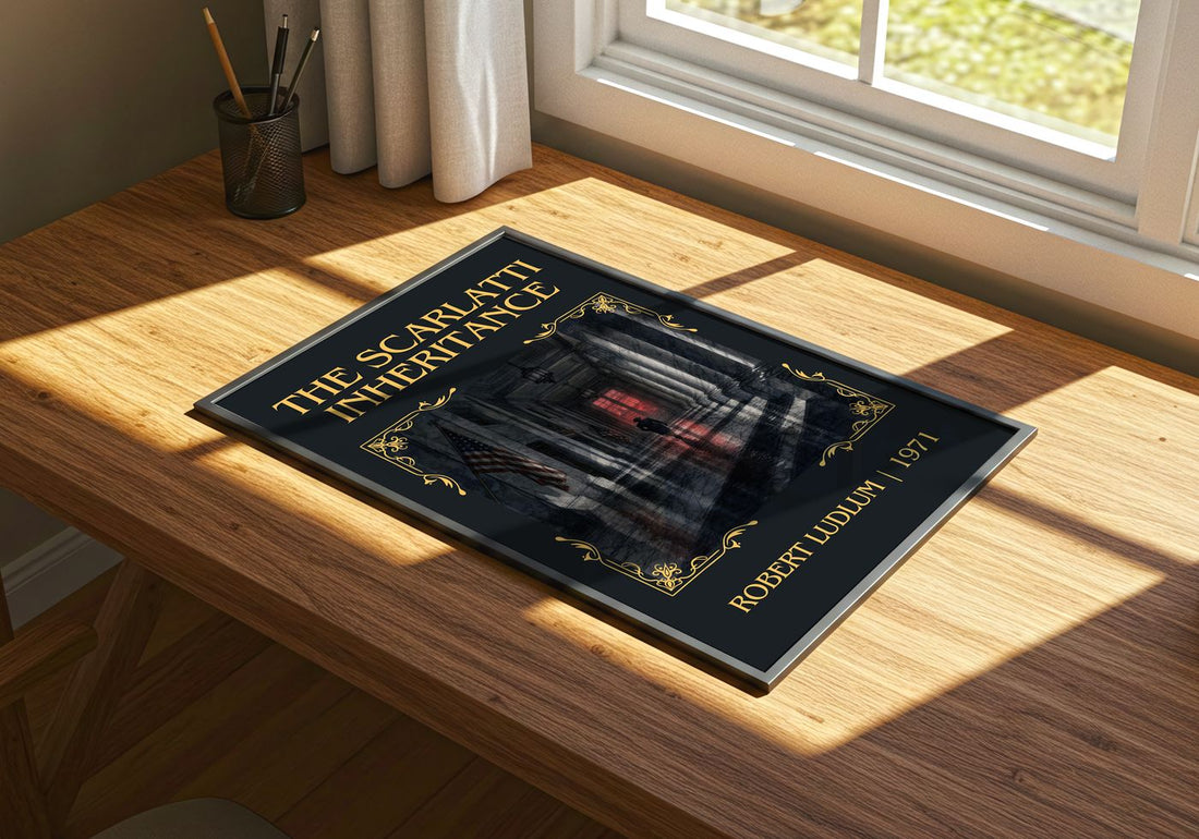 The Scarlatti Inheritance Classic Book Art Print by Robert Ludlum – print on a sunlit desk
