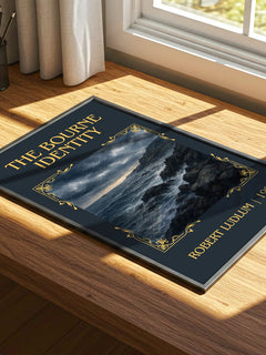 The Bourne Identity Classic Book Art Print by Robert Ludlum – print on a sunlit desk