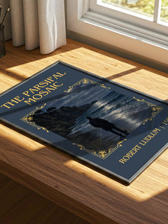 The Parsifal Mosaic Classic Book Art Print by Robert Ludlum – print on a sunlit desk