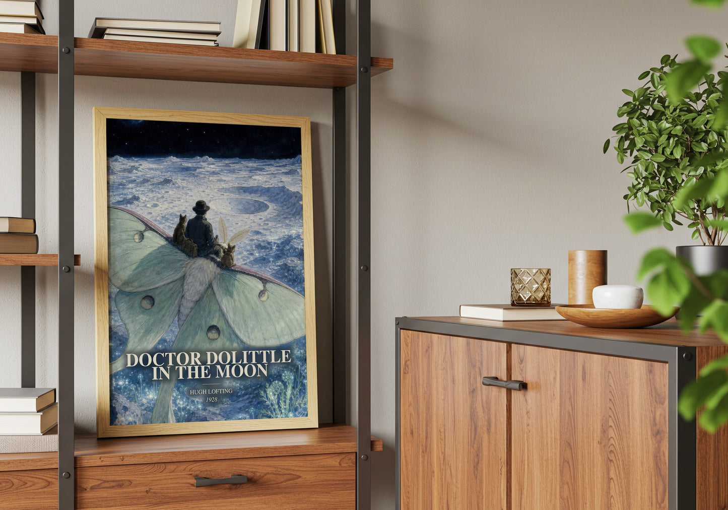 Doctor Dolittle In The Moon book watercolour illustration paper finish options – matte satin gloss