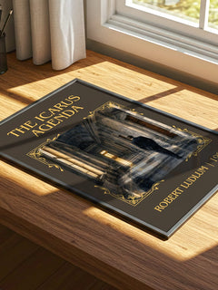 The Icarus Agenda Classic Book Art Print by Robert Ludlum – print on a sunlit desk