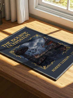 The Bourne Ultimatum Classic Book Art Print by Robert Ludlum – print on a sunlit desk