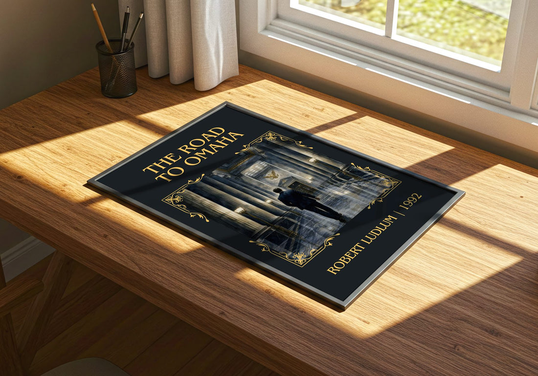 The Road to Omaha Classic Book Art Print by Robert Ludlum – print on a sunlit desk