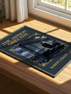 The Janson Directive Classic Book Art Print by Robert Ludlum – print on a sunlit desk
