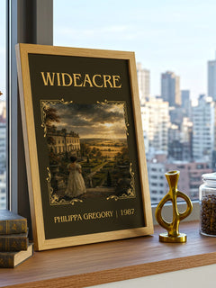 Wideacre Classic Book Art Print by Philippa Gregory – framed print on a city-view windowsill