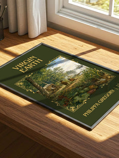 Virgin Earth Classic Book Art Print by Philippa Gregory – print on a sunlit desk