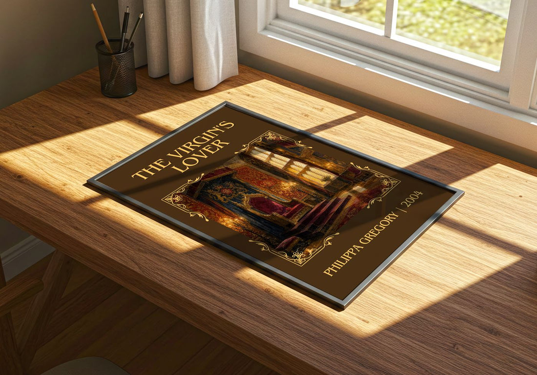 The Virgin's Lover Classic Book Art Print by Philippa Gregory – print on a sunlit desk