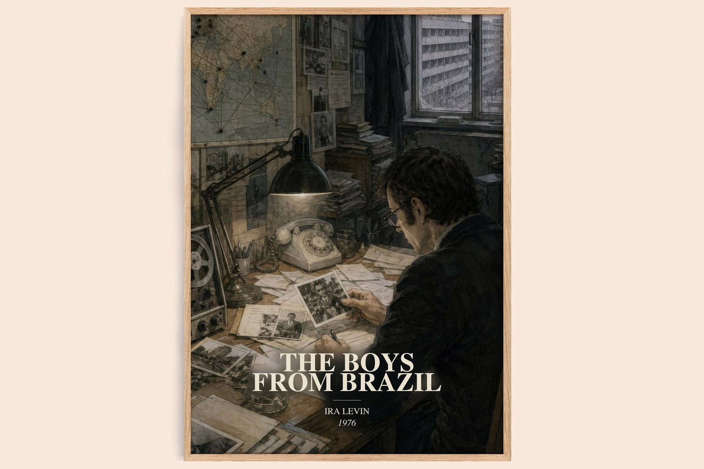 The Boys From Brazil watercolour book poster by Ira Levin – framed literary art print