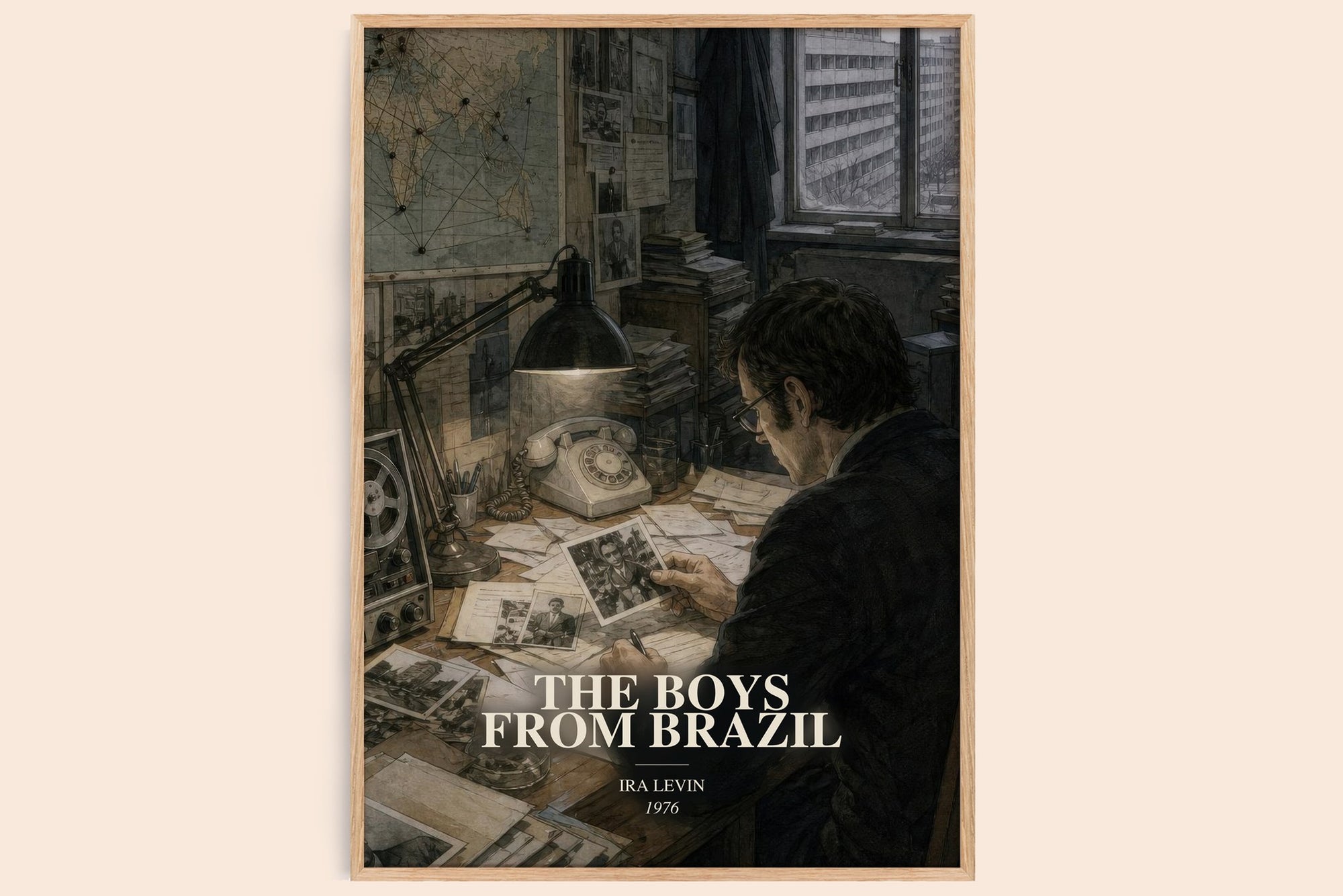 The Boys From Brazil watercolour book poster by Ira Levin – framed literary art print
