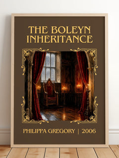 The Boleyn Inheritance Classic Book Art Print by Philippa Gregory – framed print leaning on a wooden floor