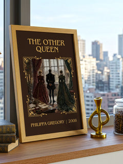 The Other Queen Classic Book Art Print by Philippa Gregory – framed print on a city-view windowsill